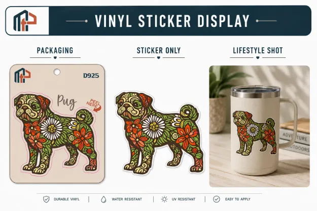 Sticker - Flowered Pug