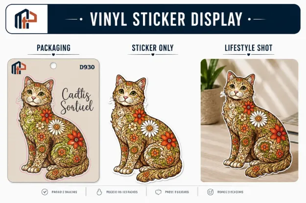 Sticker - Flowered Cat