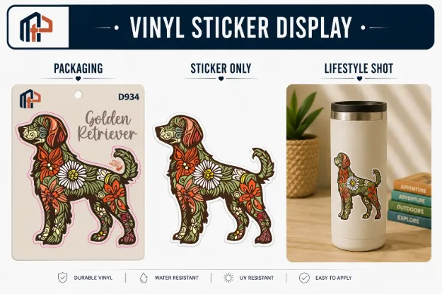 Sticker - Flowered Golden Retreiver