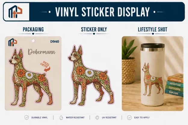 Sticker - Flowered Doberman Pincher