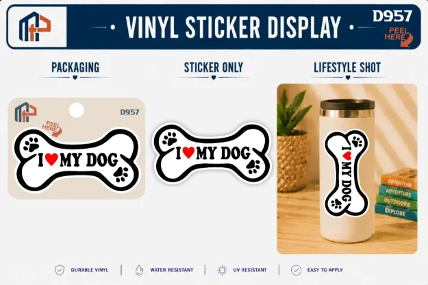 Sticker - I Love My Dog Bone Shape
