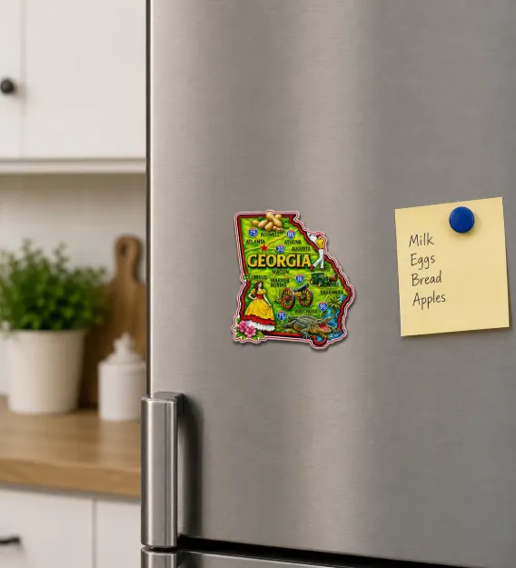 Die Cut Magnet - State of Georgia with Elements