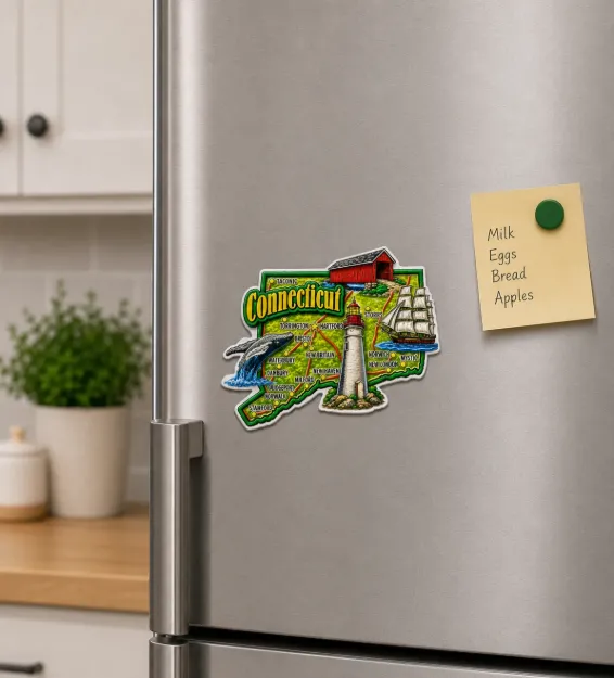 Die Cut Magnet - State of Connecticut with Elements