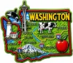 Die Cut Magnet - State of Washington with Elements