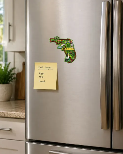Die Cut Magnet - State of Florida with Elements