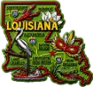 Die Cut Magnet - State of Louisian with Elements