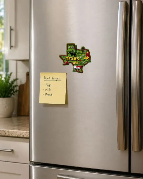 Die Cut Magnet - State of Texas with Elements