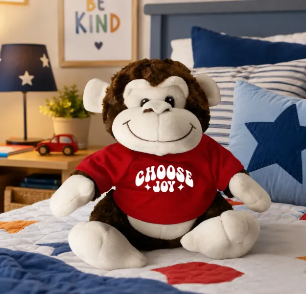 Choose Joy Design on Red T-Shirt Plush Monkey