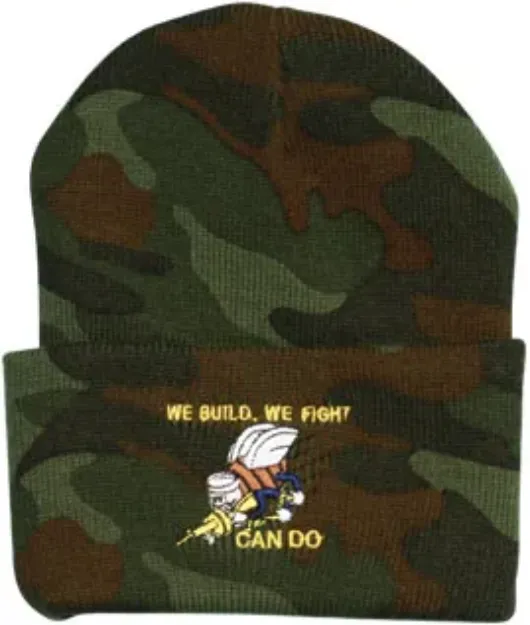 U.S. Navy Seabees Logo DEMB on Camouflage Watch Cap