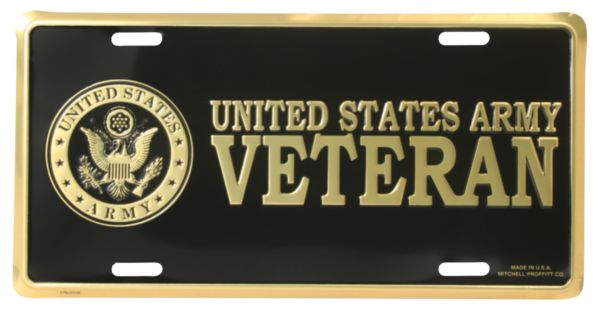 US United States Army Veteran Metal Novelty License Plate