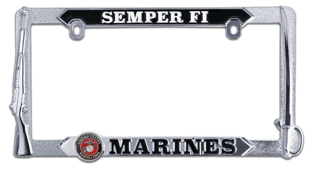 MARINE CORPS Military License plate frame Black Metal Holder MARINE MOM U.S